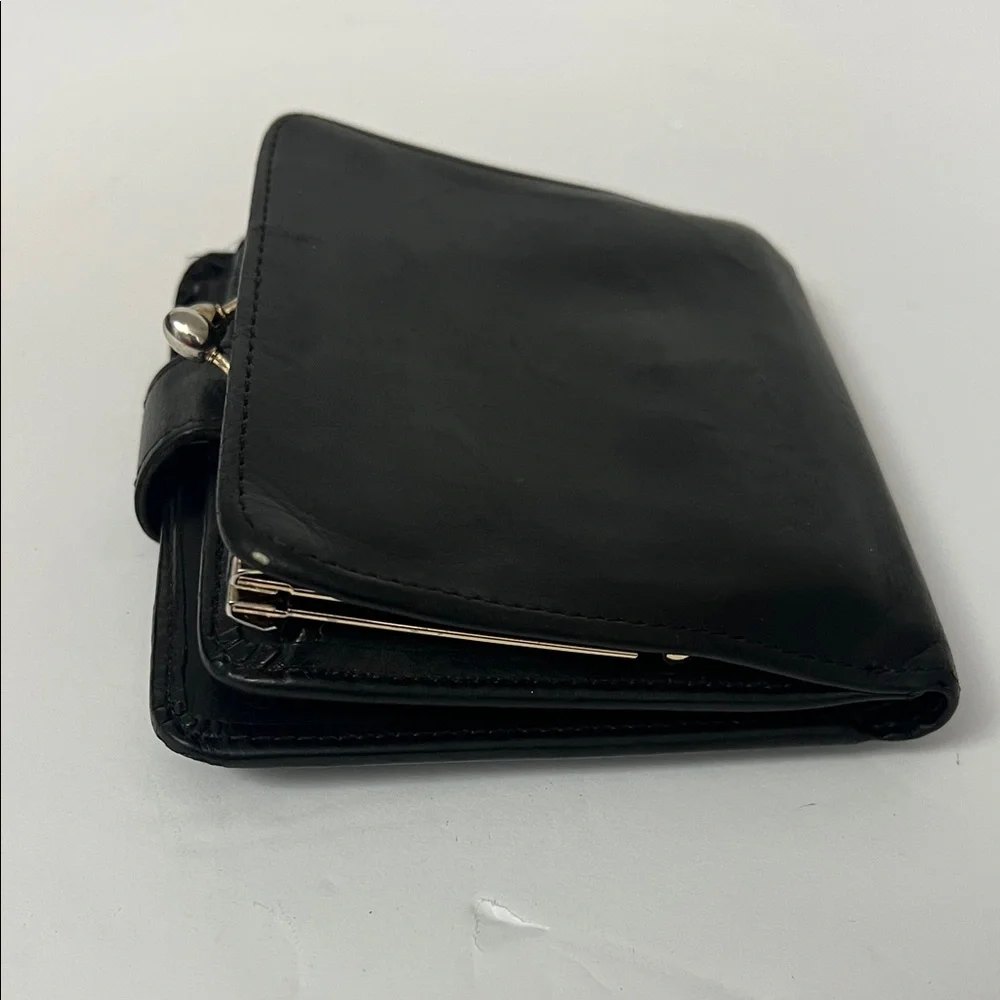 Vintage Coach Black Leather Wallet kisslock - Picture 1 of 17